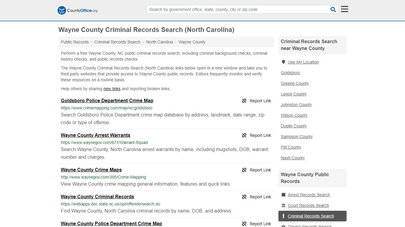 Criminal Records Search - Wayne County, NC (Arrests, Jails ...